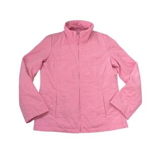 Vtg. NY Classics Tonal Floral Embroidered Lined Zip Up Jacket MEDIUM Pink